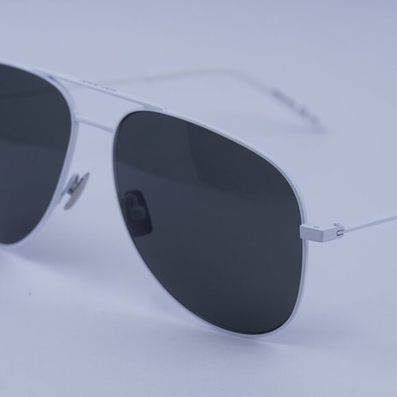 Saint Laurent CLASSIC11 038 Sunglasses White Aviator Frame, Grey Lenses - Picture 2 of 10